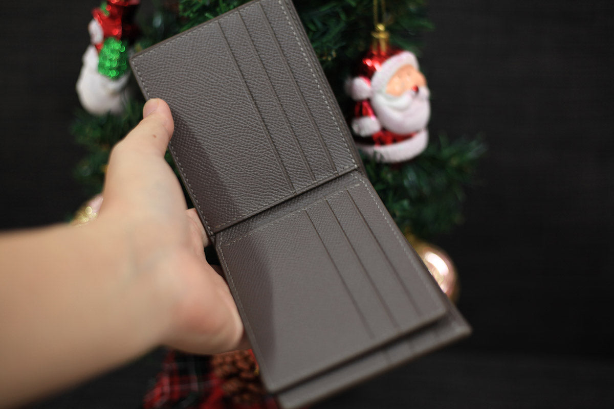 dark grey epsom leather bifold wallet