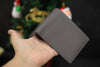 dark grey epsom leather wallet.