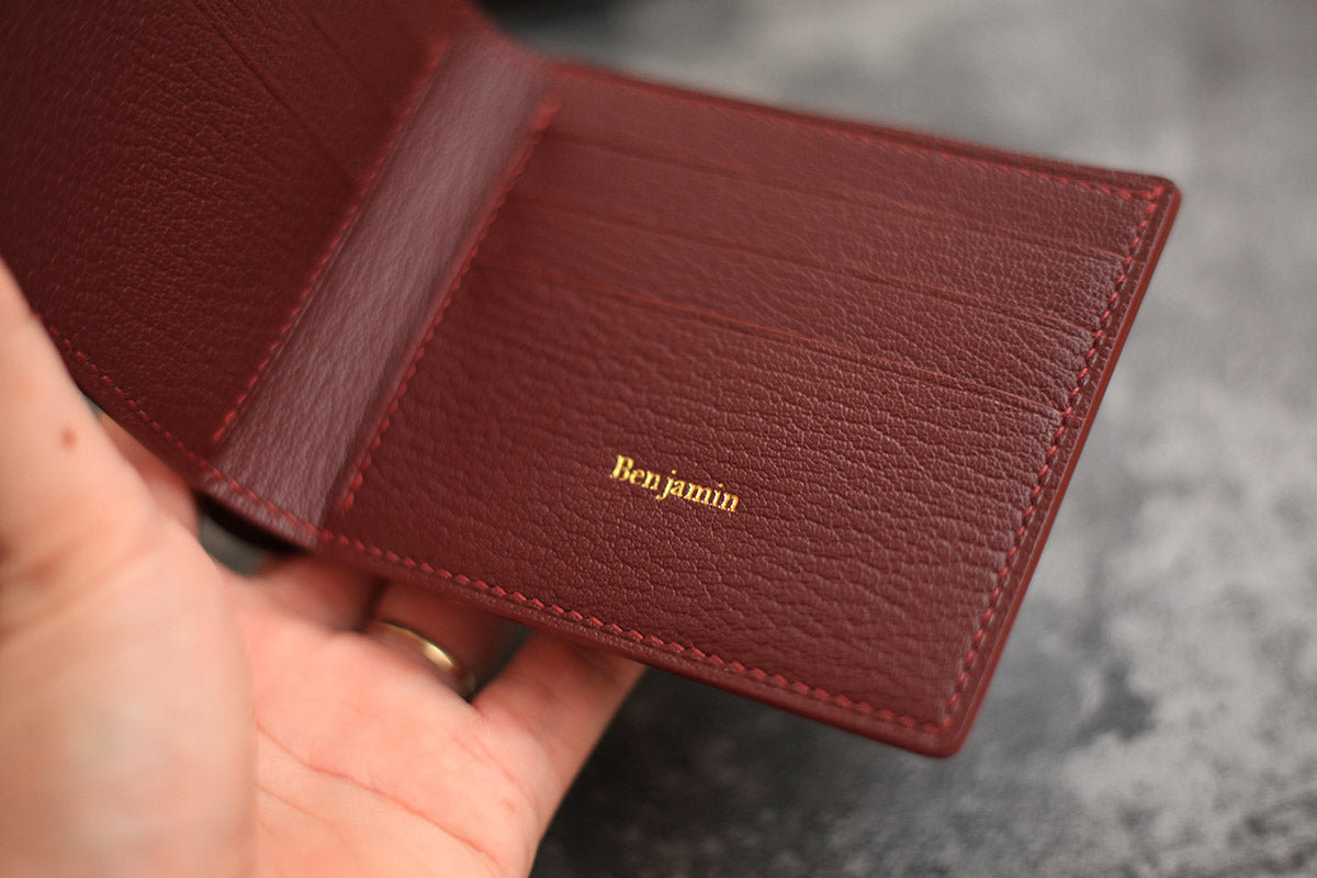 goat leather bifold wallet