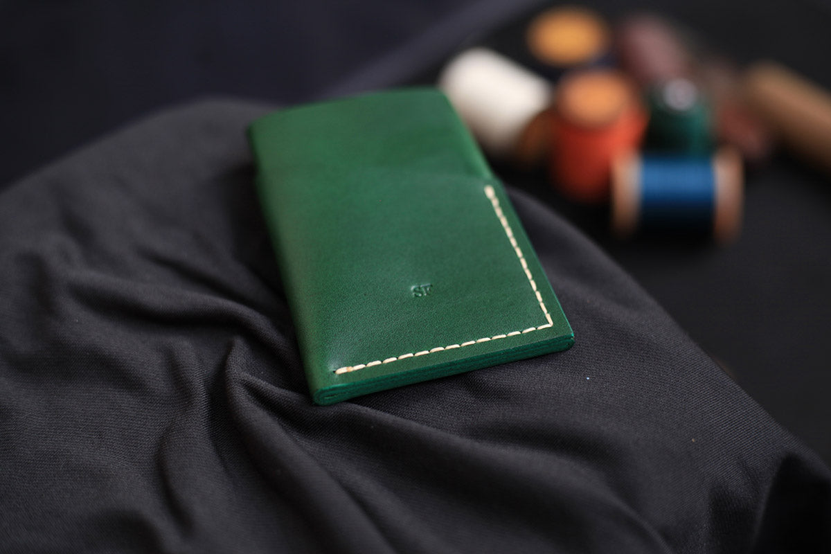 green buttero leather card holder