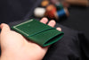green buttero leather mini wallet card holder
