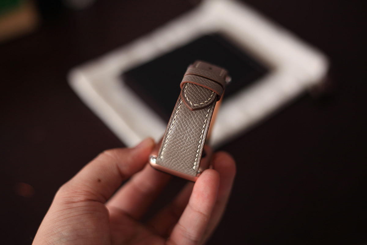 grey brown leather watch band