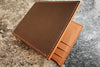 handcrafted dark brown orange leather wallet