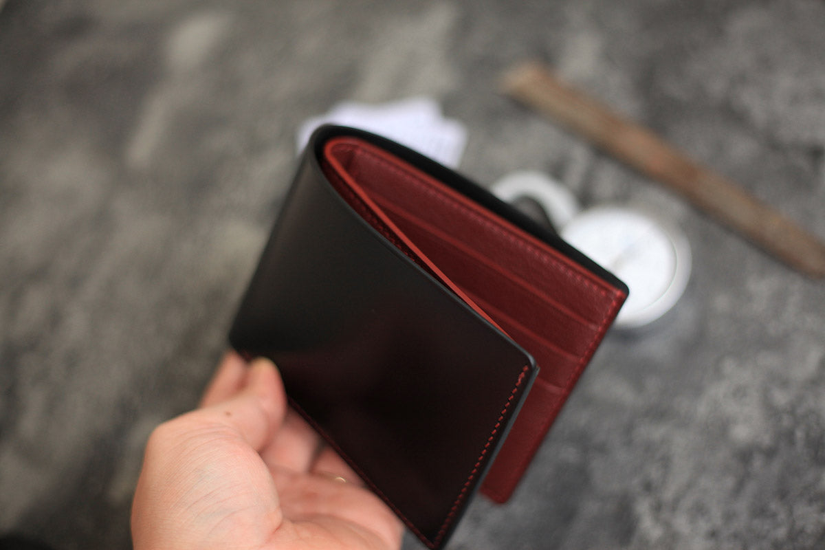 high quality shell cordovan bifold wallet