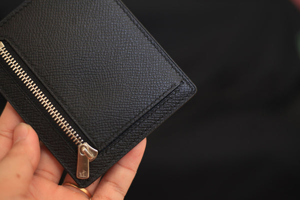 leather card holder wallet zipper pocket