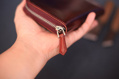 luxury leather zipper wallet