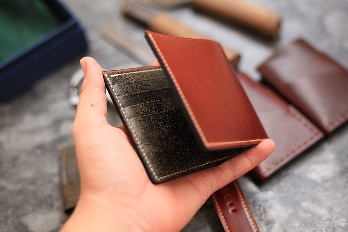 luxury shell cordovan leather wallet