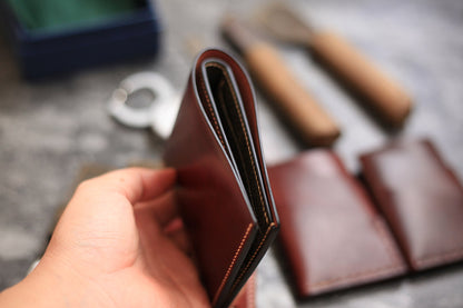 men wallet shell cordovan leather distressed leather