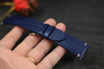 navy blue leather rolex strap