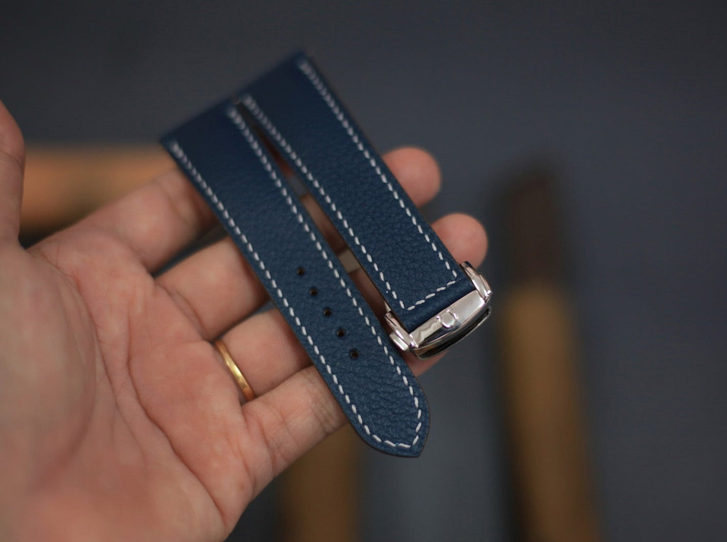 navy blue leather watch straps