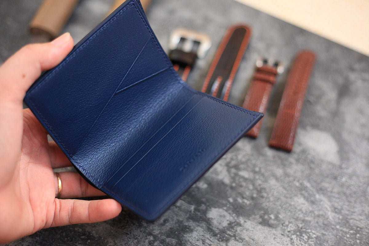 navy blue mini wallet