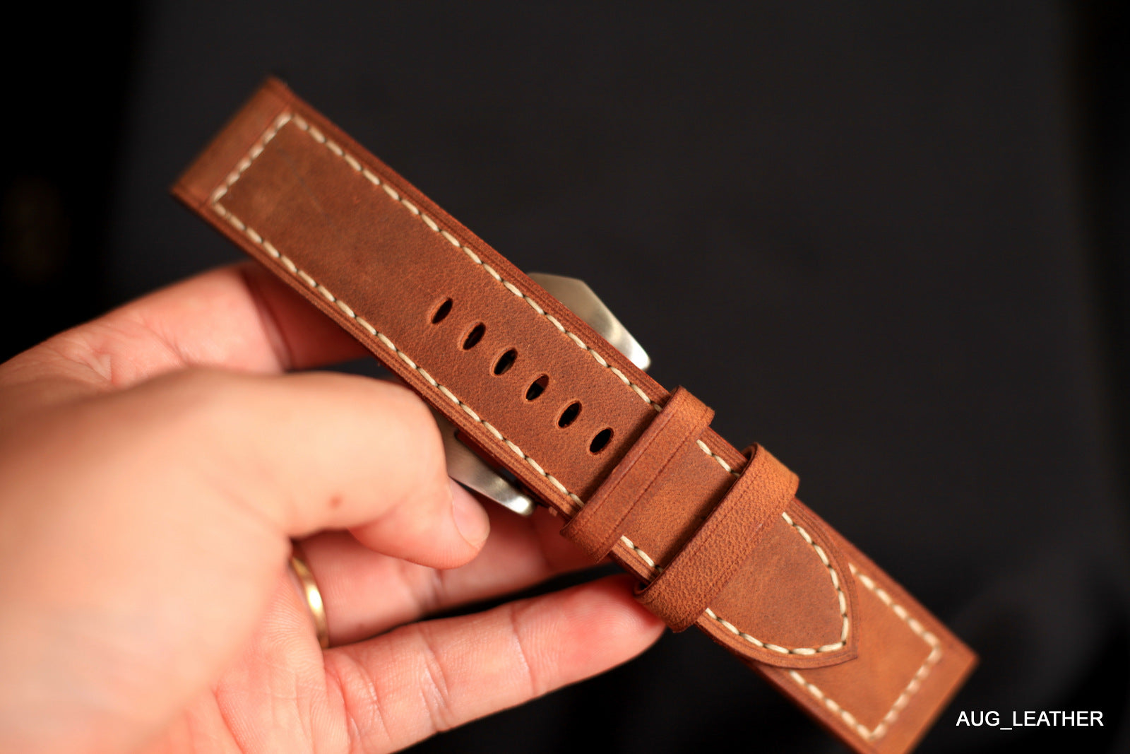 panerai watch band gold brown leather