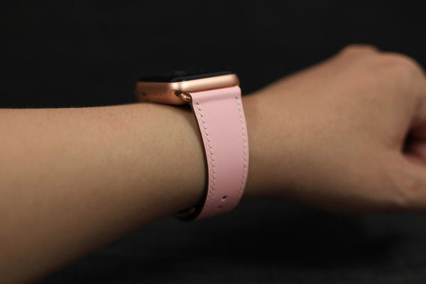 pink leather apple watch strap