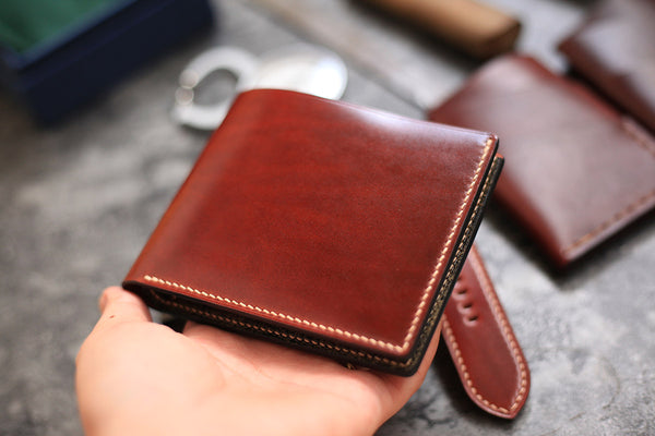 shell cordovan bifold leather