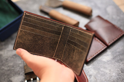 shell cordovan leather bifold men wallet