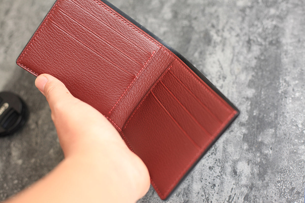 shell cordovan relma leather bifold wallet