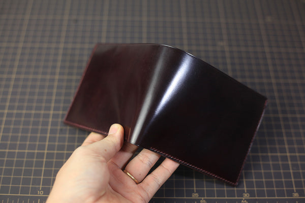 shell cordovan leather bifold wallet