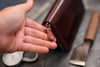 stylish handmade leather zipper wallet brown color