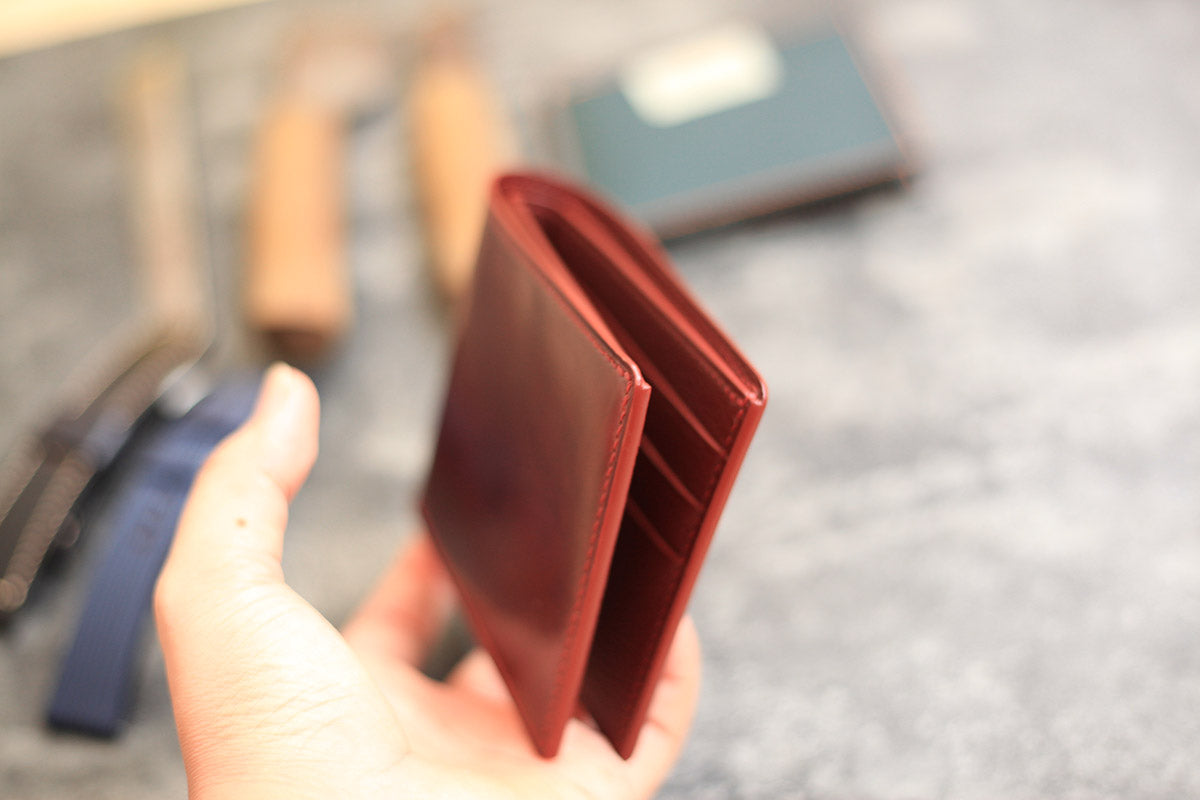 trendy shell cordovan alran leather bifold wallet