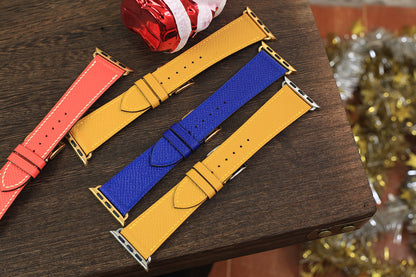 yellow blue leather strap for apple watch